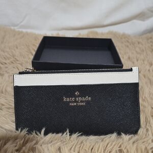 kate spade Black and White Zip Card Holder